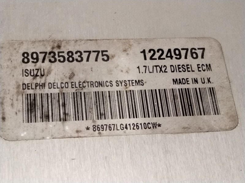 Recambio de centralita motor uce para opel combo tour 1.7 di 16v referencia OEM IAM 12249767 8963583775 12249767