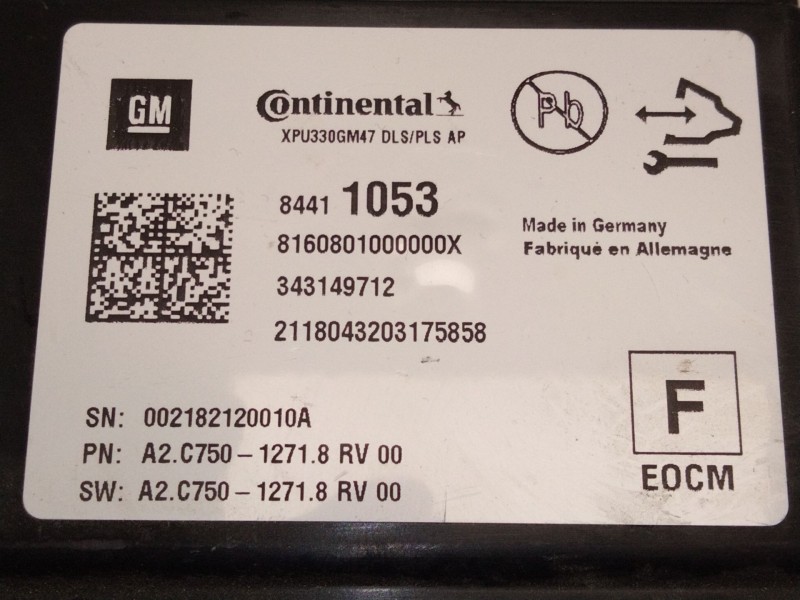 Recambio de modulo electronico para opel insignia b grand sport (z18) 1.5 (68) referencia OEM IAM 84411053  