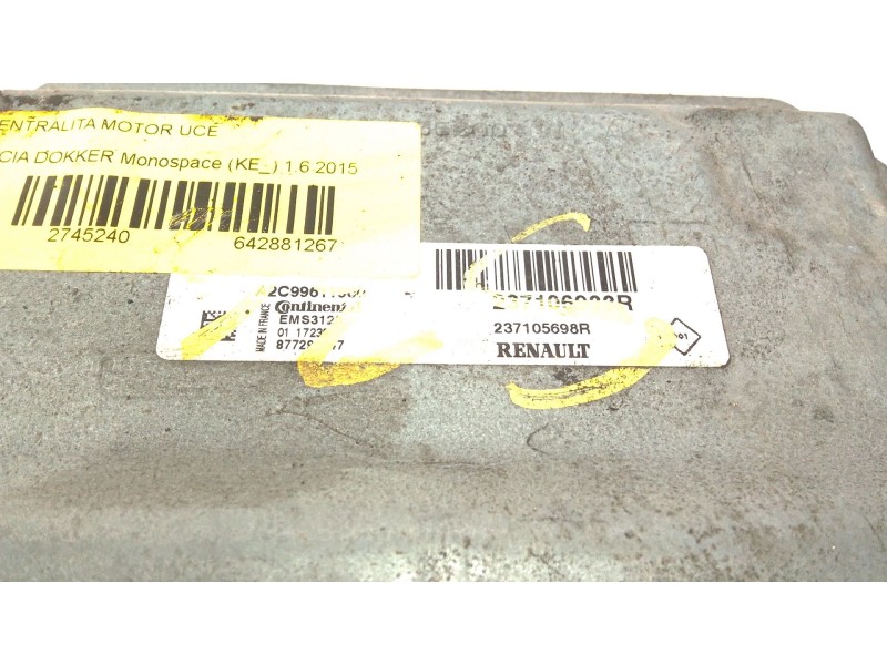 Recambio de centralita motor uce para dacia dokker monospace (ke_) 1.6 referencia OEM IAM 237105698R 237106933R 