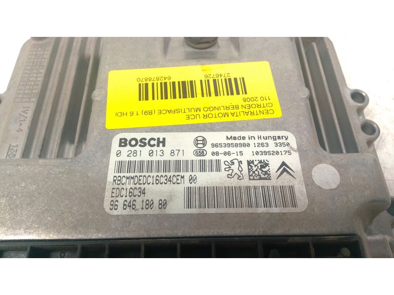 Recambio de centralita motor uce para citroën berlingo multispace (b9) 1.6 hdi 110 referencia OEM IAM 9664618080 0281013871 