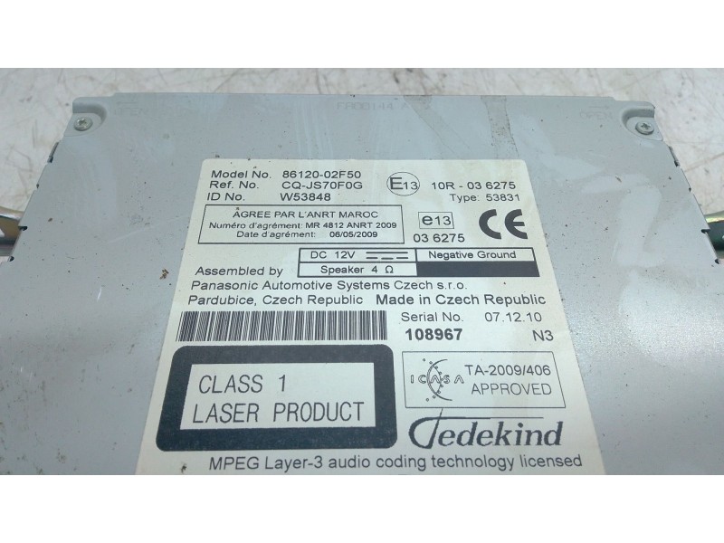 Recambio de sistema audio / radio cd para toyota auris (_e15_) 1.8 hybrid (zwe150_) referencia OEM IAM 8612002F50  