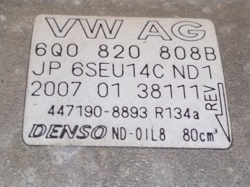 Recambio de compresor aire acondicionado para volkswagen polo (9n3) highline referencia OEM IAM 6Q0820808B  
