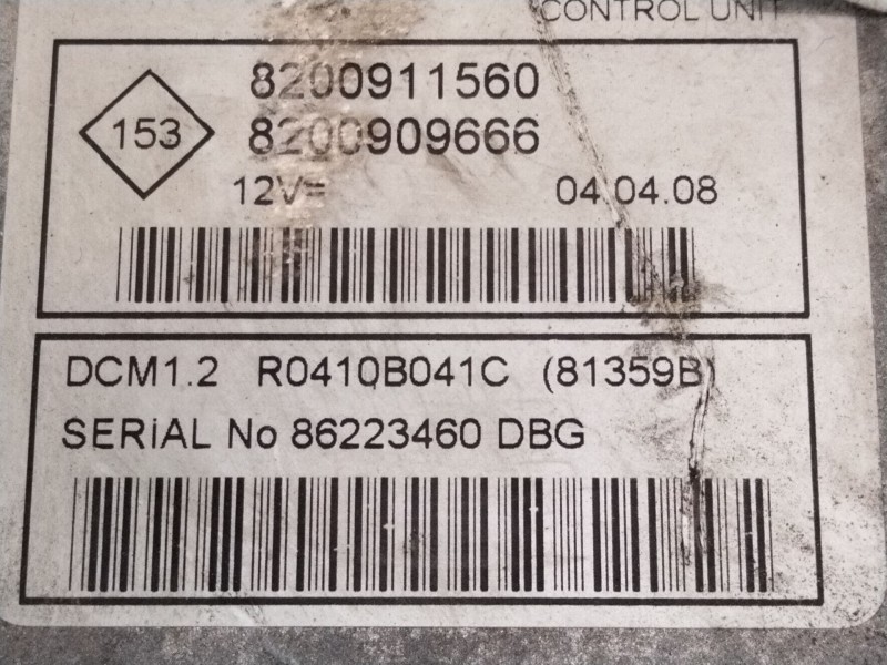 Recambio de centralita motor uce para renault kangoo (kc0/1_) 1.5 dci referencia OEM IAM 8200911560 8200909666 86223460