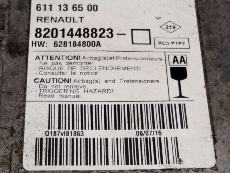 Recambio de centralita airbag para renault master iii furgoneta (fv) 2.3 dci 125 fwd (fv0c, fv0d, fv0g, fv0h, fv0j, fv0k) refere