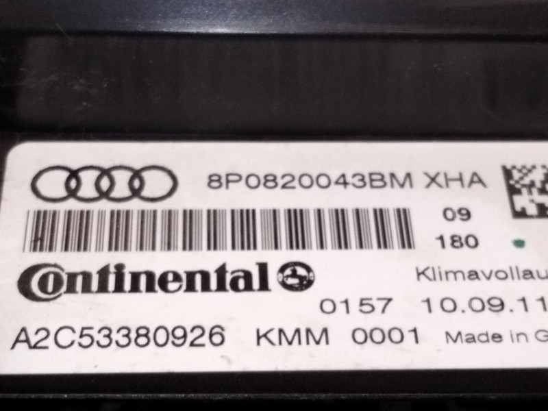 Recambio de mando calefaccion aire acondicionado para audi a3 sportback (8pa) 1.6 tdi referencia OEM IAM 8P0820043BM  