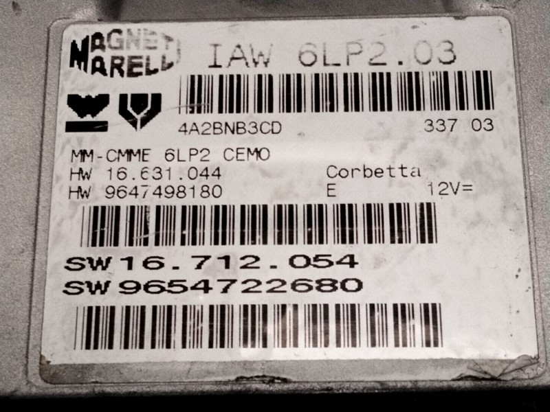 Recambio de centralita motor uce para peugeot 206 hatchback (2a/c) 1.4 16v referencia OEM IAM 9654722680  