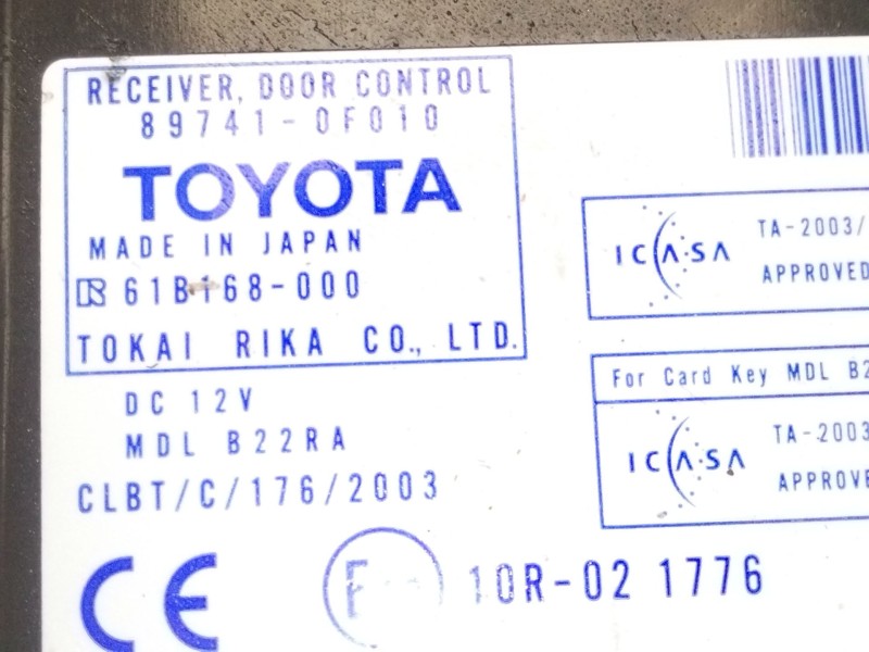 Recambio de modulo control puerta para toyota corolla verso (zer_, zze12_, r1_) 1.8 (znr11_) referencia OEM IAM 897410F010  