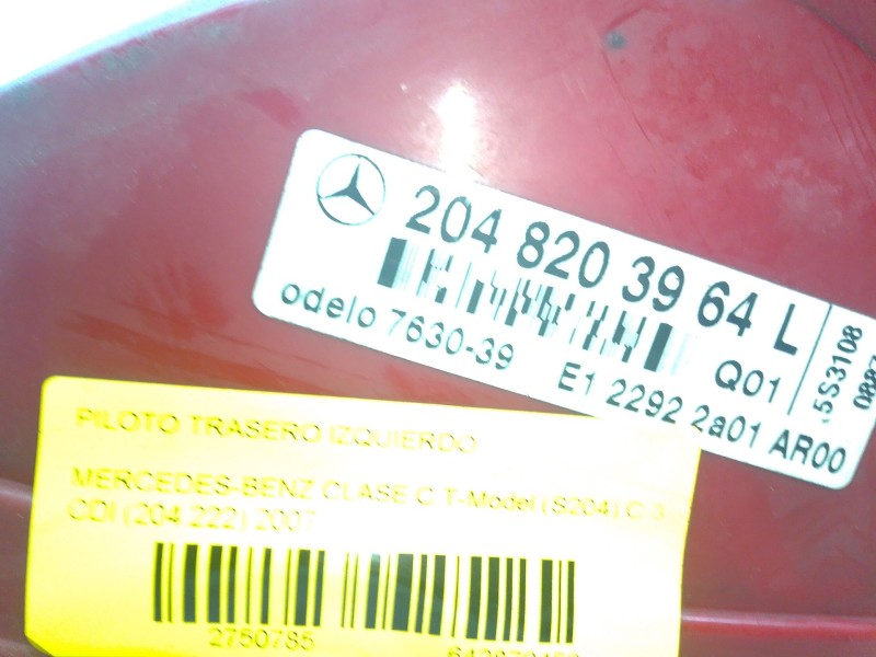 Recambio de piloto trasero izquierdo para mercedes-benz clase c t-model (s204) c 320 cdi (204.222) referencia OEM IAM A204820386