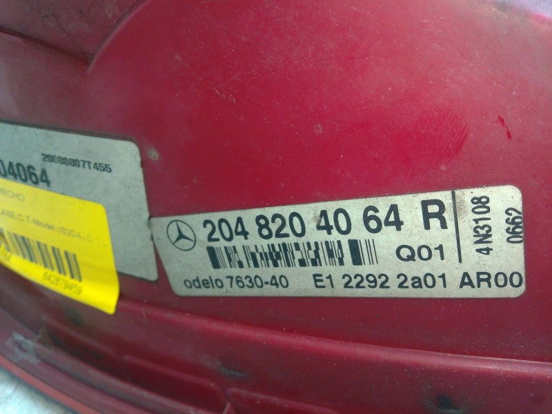 Recambio de piloto trasero derecho para mercedes-benz clase c t-model (s204) c 320 cdi (204.222) referencia OEM IAM A2048204064R