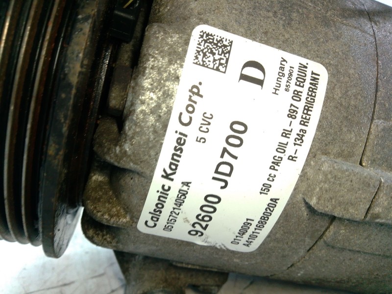 Recambio de compresor aire acondicionado para nissan qashqai i (j10, nj10) 2.0 dci referencia OEM IAM 92600JD700  