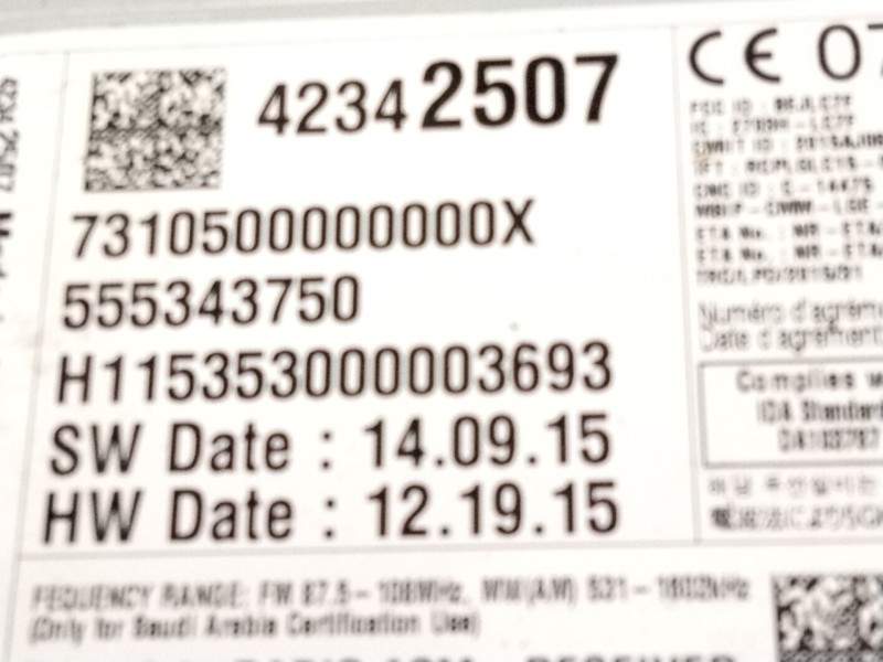 Recambio de sistema audio / radio cd para opel corsa e (x15) 1.4 (08, 68) referencia OEM IAM 42342507  