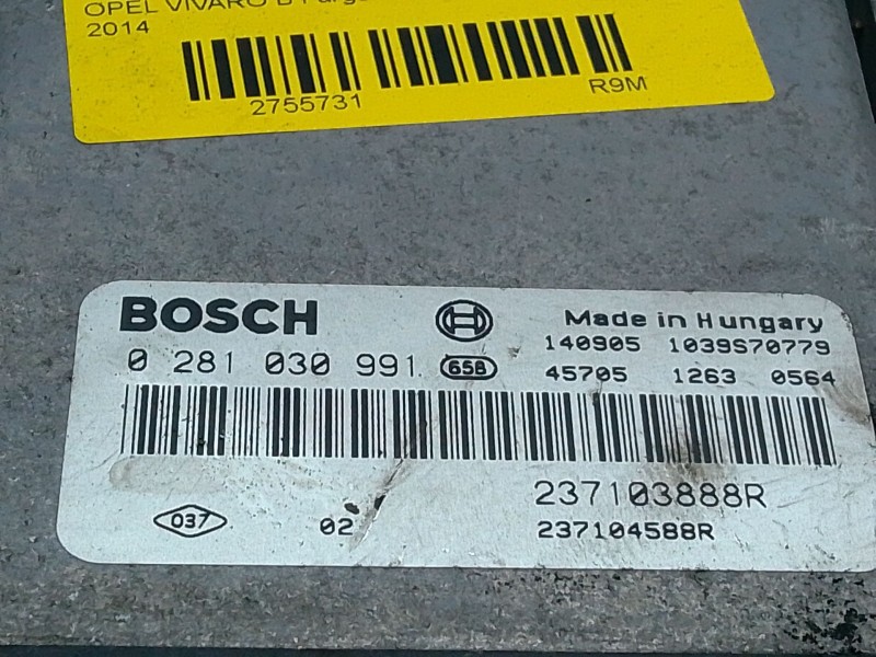 Recambio de centralita motor uce para opel vivaro b furgoneta (x82) 1.6 cdti (05) referencia OEM IAM 237103888R 0281030991 