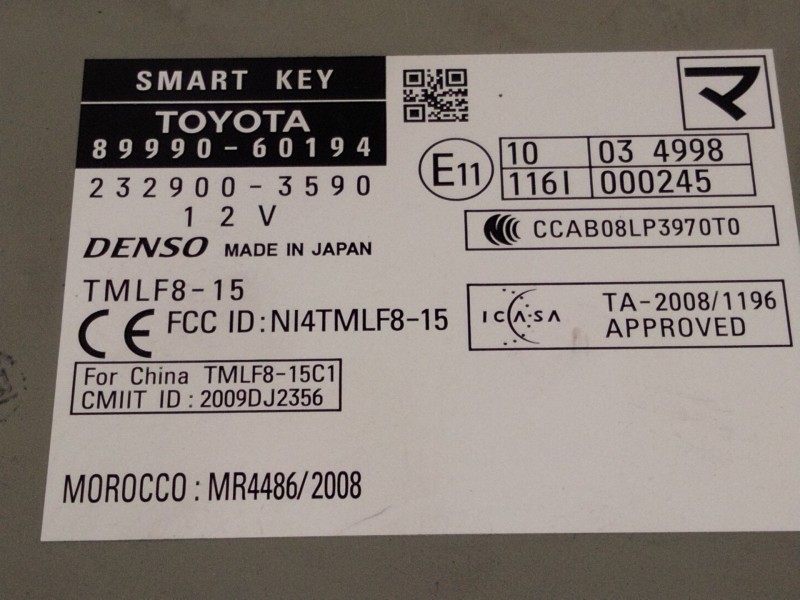 Recambio de modulo electronico para toyota land cruiser van (_j15_) 3.0 d4d 4wd (kdj155, kdj150) referencia OEM IAM 8999060194  