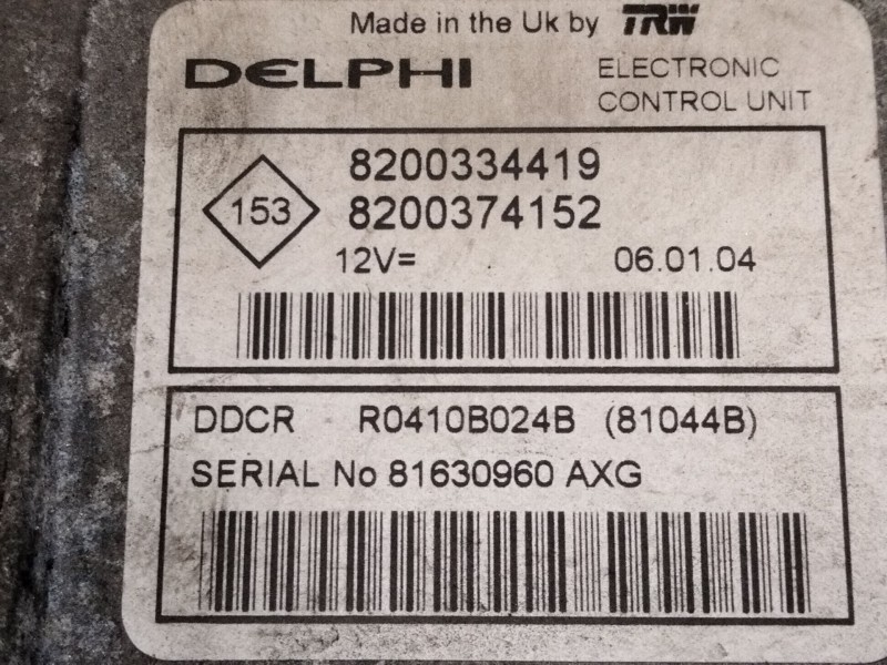 Recambio de centralita motor uce para renault scénic ii (jm0/1_) 1.5 dci (jm02, jm13) referencia OEM IAM 8200334419 8200374152 R