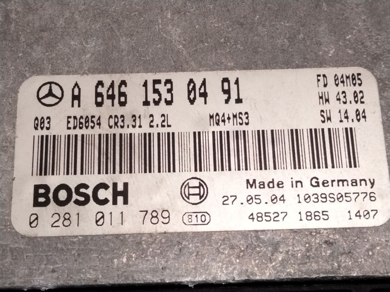 Recambio de centralita motor uce para mercedes-benz vito mixto 06.2003  111 cdi compacto (639.601) referencia OEM IAM A646153049