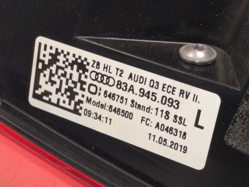 Recambio de piloto trasero izquierdo porton para audi q3 (f3b) 35 tdi referencia OEM IAM 83A945093  
