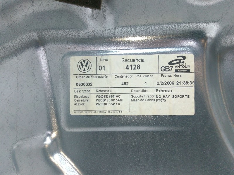 Recambio de elevalunas delantero izquierdo para volkswagen polo iv (9n_, 9a_) 1.4 16v referencia OEM IAM   