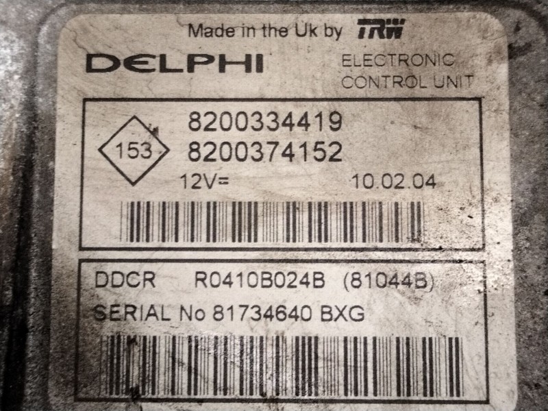 Recambio de centralita motor uce para renault megane ii (bm0/1_, cm0/1_) 1.5 dci (bm02, bm13, bm2a, cm02, cm13) referencia OEM I