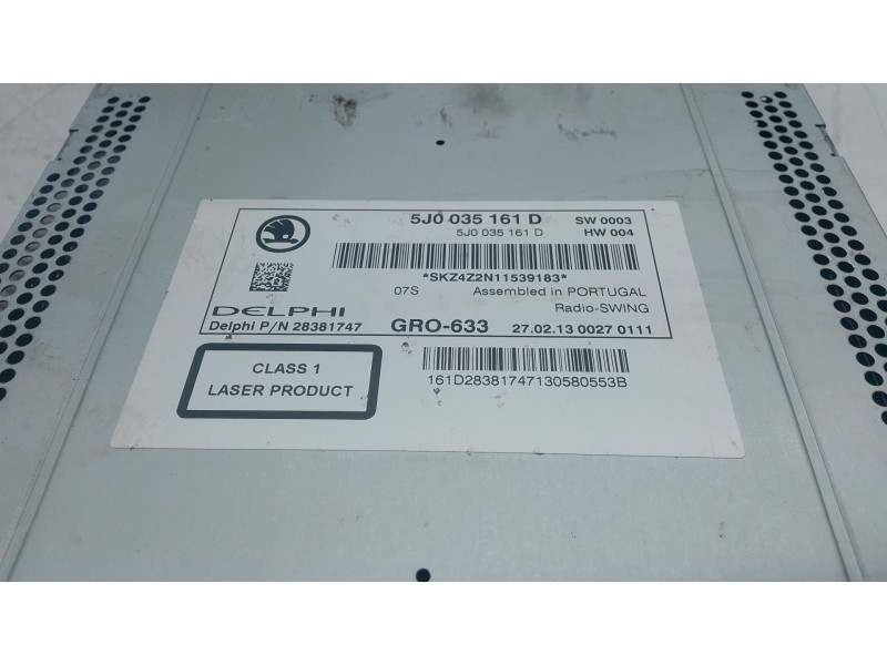 Recambio de sistema audio / radio cd para skoda fabia ii (542) 1.2 12v referencia OEM IAM 5J0035161D  