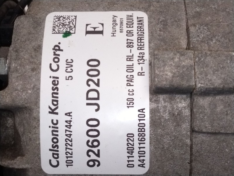 Recambio de compresor aire acondicionado para nissan qashqai i (j10, nj10) 2.0 referencia OEM IAM 92600JD00  