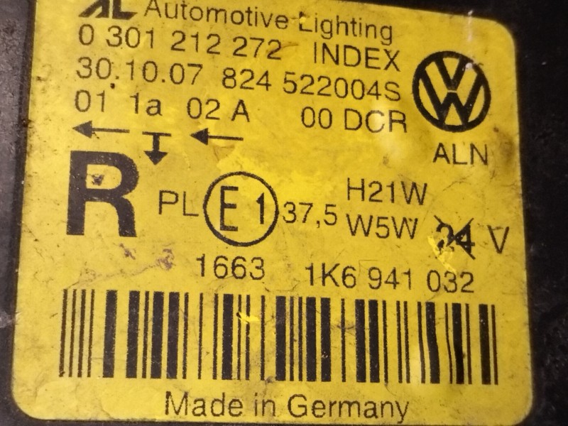 Recambio de faro xenon derecho para volkswagen golf v (1k1) 2.0 tdi referencia OEM IAM 1K6941032 0301212272 