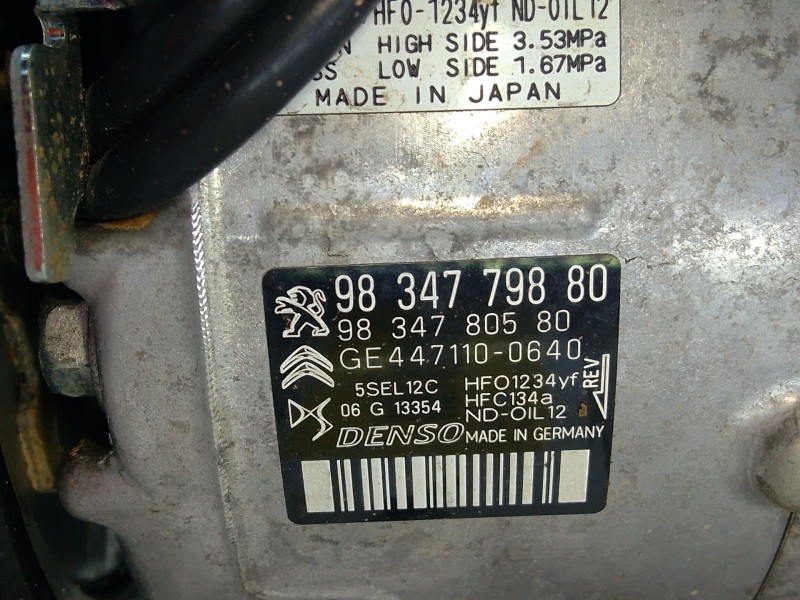 Recambio de compresor aire acondicionado para peugeot referencia OEM IAM 983479880  