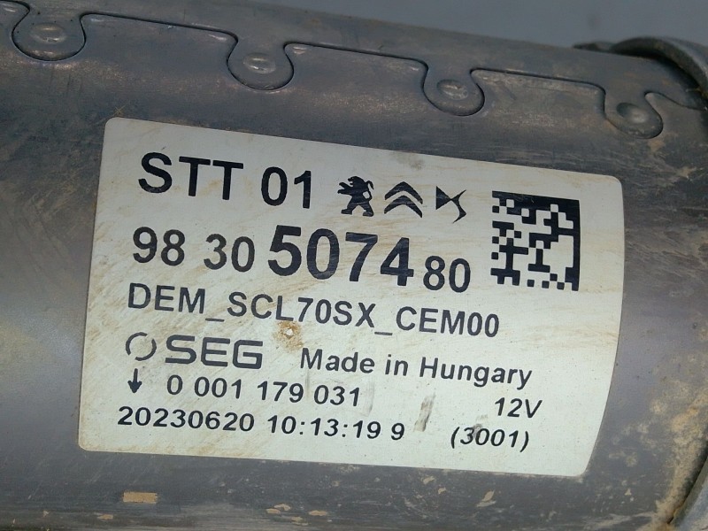 Recambio de motor arranque para peugeot referencia OEM IAM 9830507480  