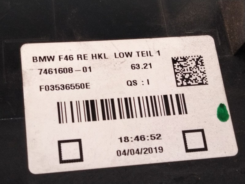 Recambio de piloto trasero derecho para bmw 2 gran tourer (f46) 218 d xdrive referencia OEM IAM 746160801  