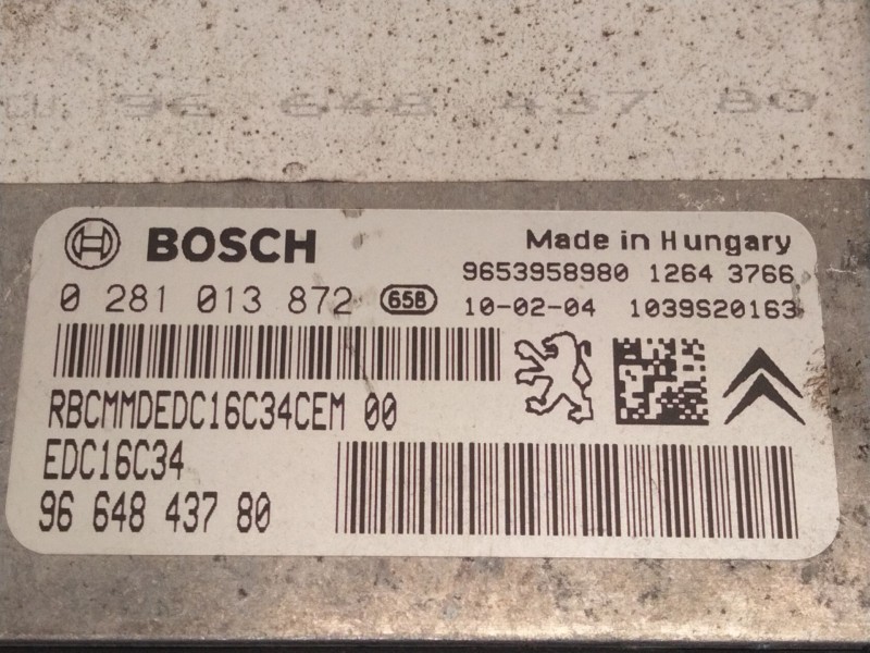 Recambio de centralita motor uce para peugeot 308 i (4a_, 4c_) 1.6 bioflex referencia OEM IAM 9664843780 0281013872 1039S20163