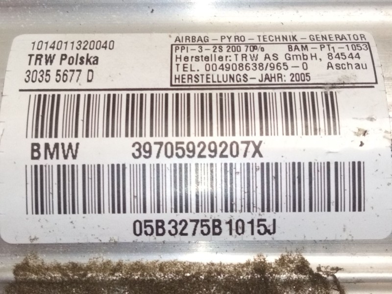 Recambio de airbag delantero derecho para bmw serie 3 touring (e91) 320i referencia OEM IAM 3970592920  