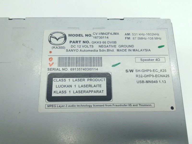 Recambio de sistema audio / radio cd para mazda cx-5 (ke, gh) 2.2 d (ke2fw) referencia OEM IAM   