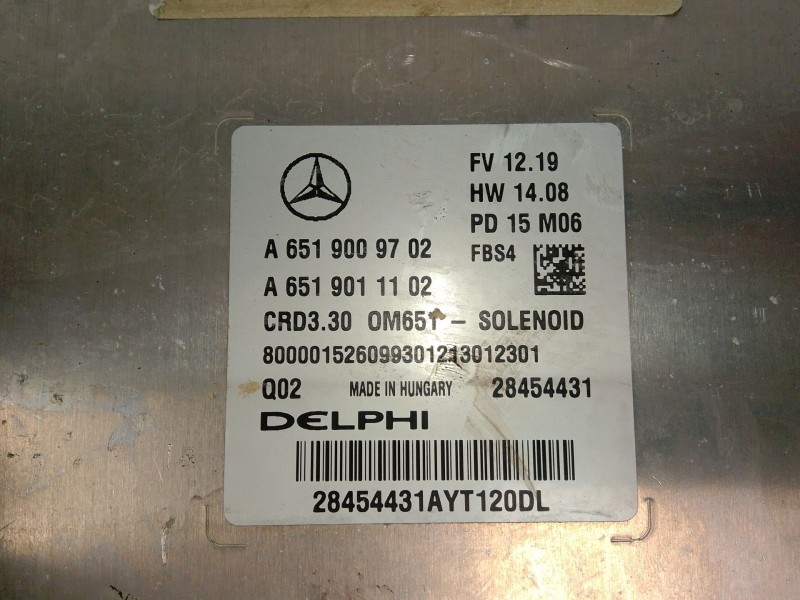 Recambio de centralita motor uce para mercedes-benz clase a (w176) a 200 cdi / d (176.008) referencia OEM IAM A6519009702 A65190