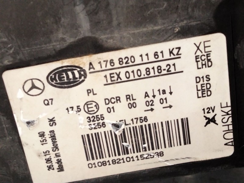Recambio de faro izquierdo para mercedes-benz clase a (w176) a 200 cdi / d (176.008) referencia OEM IAM A1768201161  