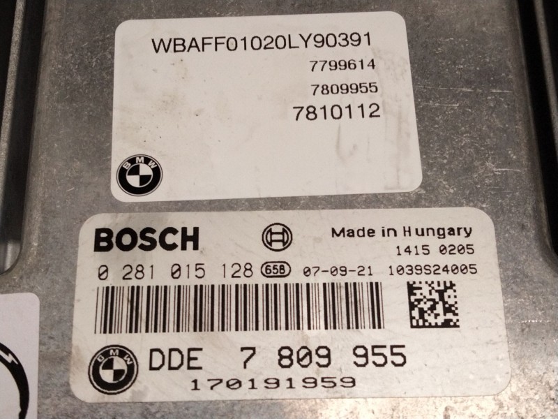 Recambio de centralita motor uce para bmw 3 (e90) 330 d referencia OEM IAM 7809955 0281015128 1039S24005