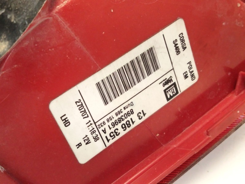 Recambio de piloto trasero derecho para opel corsa d furgoneta/hatchback (s07) 1.3 cdti (l08) referencia OEM IAM 13186351  