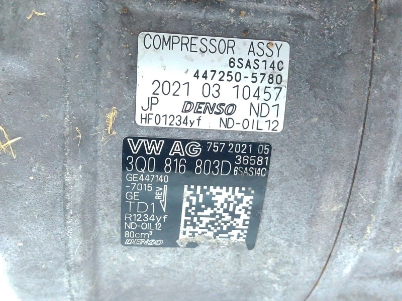 Recambio de compresor aire acondicionado para audi q3 (f3b) 35 tdi referencia OEM IAM 3Q0816803D  