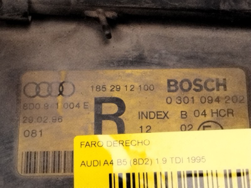 Recambio de faro derecho para audi a4 b5 (8d2) 1.9 tdi referencia OEM IAM 8D0941004E 0301094202 