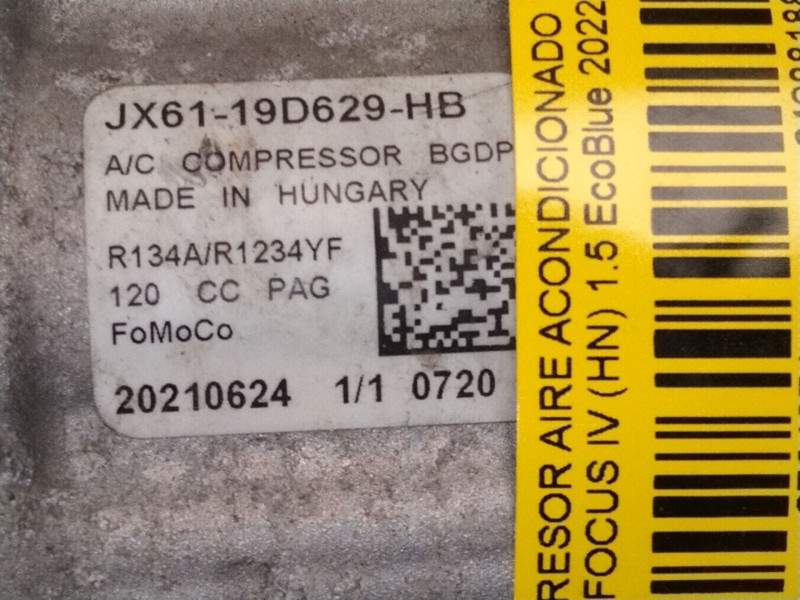 Recambio de compresor aire acondicionado para ford focus iv (hn) 1.5 ecoblue referencia OEM IAM JX6119D629HB  