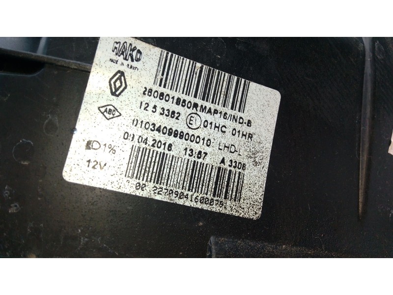 Recambio de faro izquierdo para renault clio iv grandtour (kh_) 1.5 dci 90 (khn3, khn4) referencia OEM IAM 280601850R  