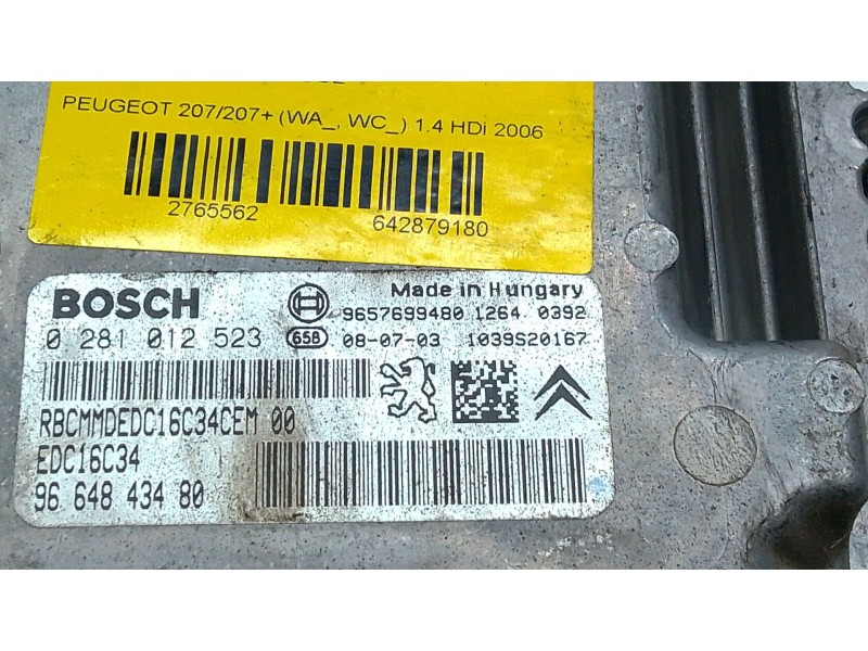Recambio de centralita motor uce para peugeot 207/207+ (wa_, wc_) 1.4 hdi referencia OEM IAM 9664843480  