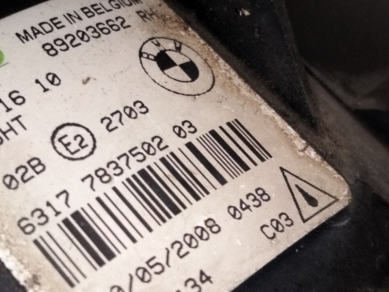 Recambio de faro antiniebla derecho para bmw 1 (e87) 118 d referencia OEM IAM 7837502  