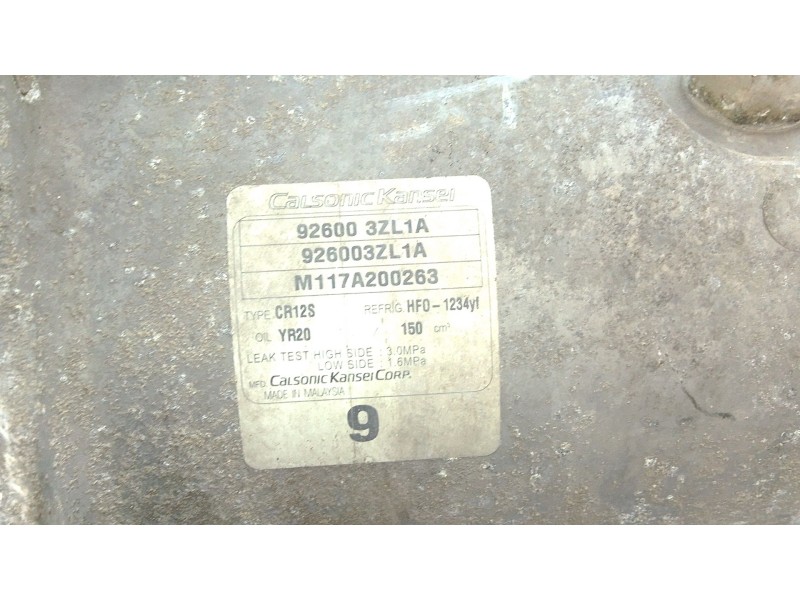 Recambio de compresor aire acondicionado para nissan pulsar hatchback (c13) 1.2 dig-t referencia OEM IAM 926003ZL1A  