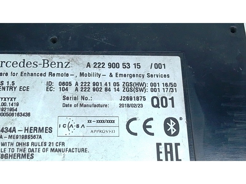 Recambio de modulo electronico para mercedes-benz clase e (w213) e 220 d (213.004) referencia OEM IAM A2229005315  