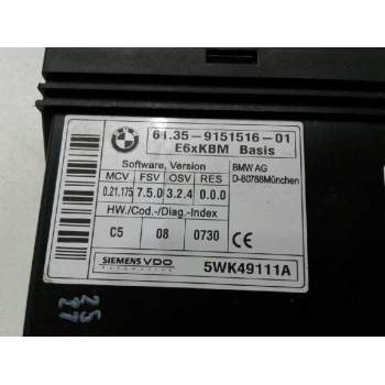 Recambio de centralita comfort para bmw serie 5 berlina (e60) 530d referencia OEM IAM 6135915151601 5WK49111A D80788