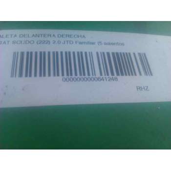 Recambio de aleta delantera derecha para fiat scudo (222) 2.0 jtd familiar (5 asientos) referencia OEM IAM  XAPA 