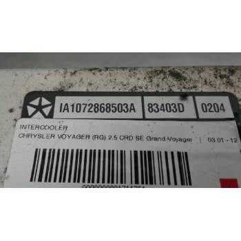 Recambio de intercooler para chrysler voyager (rg) 2.5 crd se grand voyager referencia OEM IAM IA1072868503A  