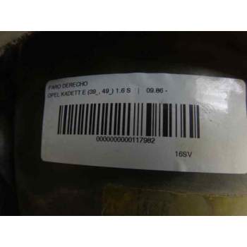 Recambio de faro derecho para opel kadett e 1.6 referencia OEM IAM   