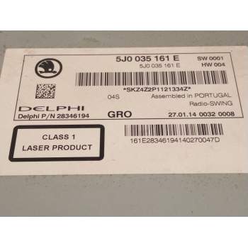Recambio de sistema audio / radio cd para skoda spaceback (5h) active referencia OEM IAM 5J0035161  