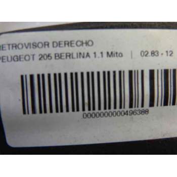 Recambio de retrovisor derecho para peugeot 205 berlina 1.1 mito referencia OEM IAM 814856  