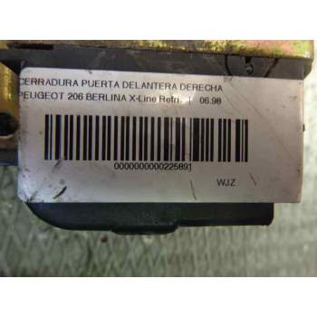 Recambio de cerradura puerta delantera derecha para peugeot 206 berlina x-line refri referencia OEM IAM 9136S7  